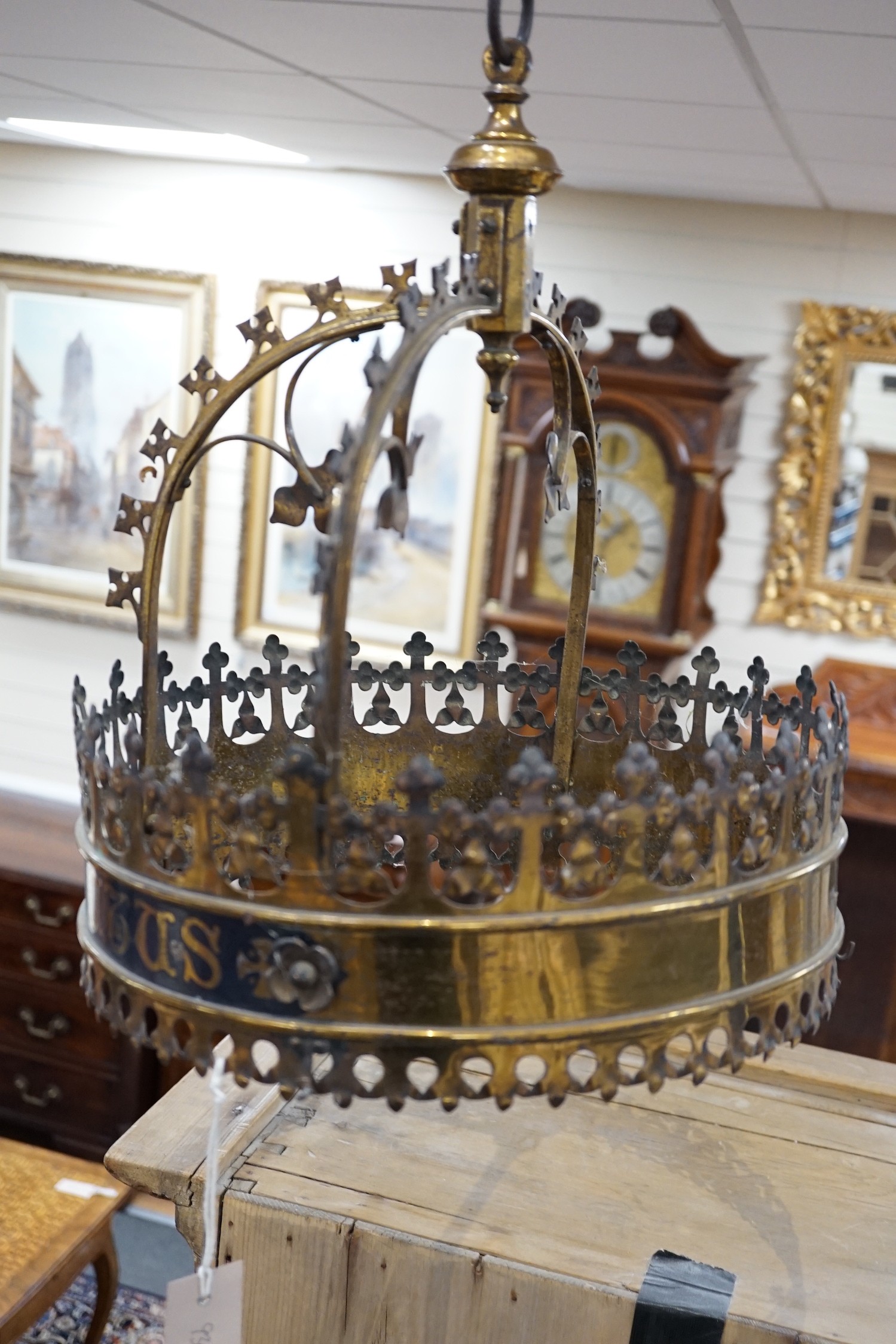 A gothic revival ceiling light, 39cm tall